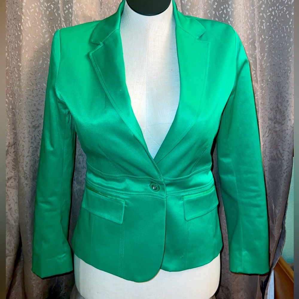 7th Ave New York and Company Blazer, Size 8, bright lime green